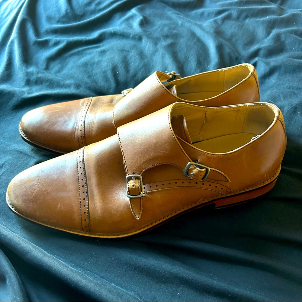 Express Men’s Brown Genuine Leather Double Monk Strap Dress Shoes - Size 11 USED